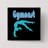 Gymnast Back Handspring Stap uit Blauwgroen Vierkante Button 5,1 Cm (Voorkant)