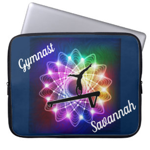 Gymnast Balance beam-laptophoes, aangepaste naam Laptop Sleeve