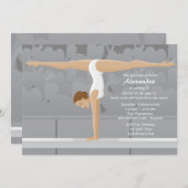 Gymnast Birthday Party Invitation Kaart (Voorkant / Achterkant)