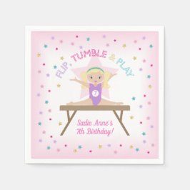 Gymnast Blonde Gymnastics Jump Birthday Party Servet
