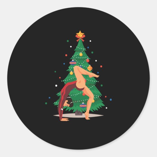 Gymnast Christmas Tree Gymnast Athletic Sport Gift Ronde Sticker (Voorkant)