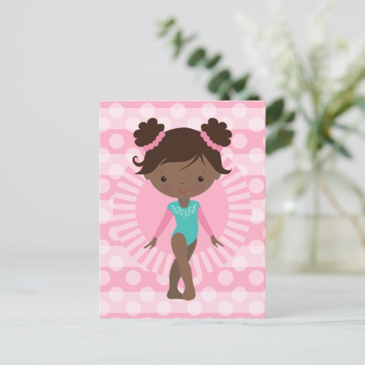 Gymnast - Cute Gymnastics African American Briefkaart (Staand voorkant)