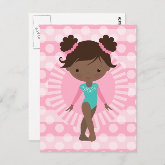 Gymnast - Cute Gymnastics African American Briefkaart (Voorkant / Achterkant)