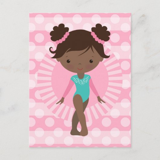 Gymnast - Cute Gymnastics African American Briefkaart (Voorkant)