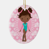 Gymnast - Cute Gymnastics African American Keramisch Ornament (Rechts)