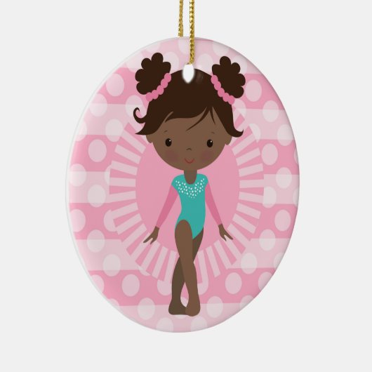 Gymnast - Cute Gymnastics African American Keramisch Ornament (Rechts)