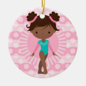 Gymnast - Cute Gymnastics African American Keramisch Ornament (Voorkant)