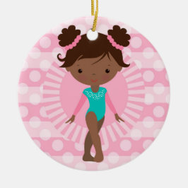 Gymnast - Cute Gymnastics African American Keramisch Ornament