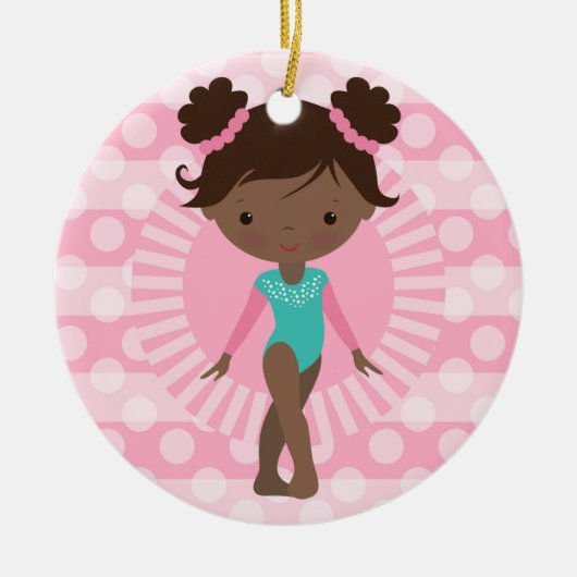 Gymnast - Cute Gymnastics African American Keramisch Ornament (Voorkant)