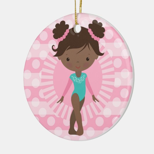 Gymnast - Cute Gymnastics African American Keramisch Ornament (Links)
