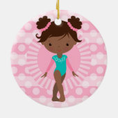 Gymnast - Cute Gymnastics African American Keramisch Ornament (Achterkant)