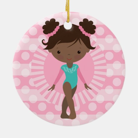 Gymnast - Cute Gymnastics African American Keramisch Ornament (Achterkant)
