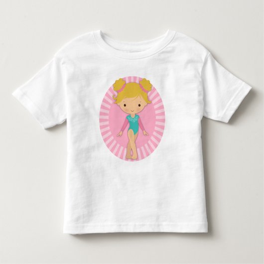 Gymnast - Cute Gymnastics Pink Aqua Blonde A Kinder Shirts (Voorkant)