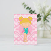 Gymnast - Cute Gymnastics Pink Aqua Blonde Briefkaart (Staand voorkant)