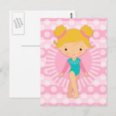 Gymnast - Cute Gymnastics Pink Aqua Blonde Briefkaart (Voorkant / Achterkant)