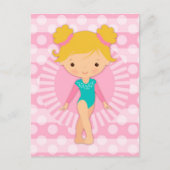 Gymnast - Cute Gymnastics Pink Aqua Blonde Briefkaart (Voorkant)