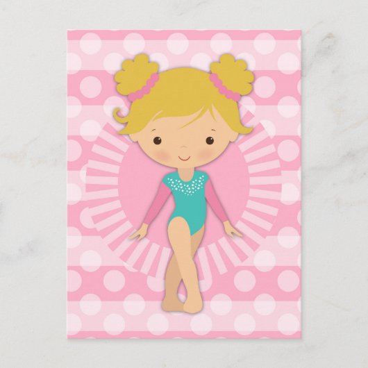 Gymnast - Cute Gymnastics Pink Aqua Blonde Briefkaart (Voorkant)
