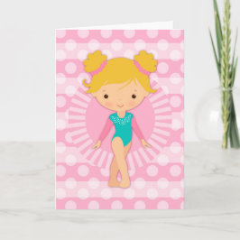 Gymnast - Cute Gymnastics Pink Aqua Blonde Kaart