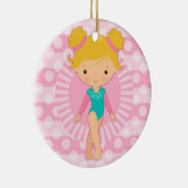 Gymnast - Cute Gymnastics Pink Aqua Blonde Keramisch Ornament (Rechts)