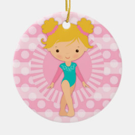 Gymnast - Cute Gymnastics Pink Aqua Blonde Keramisch Ornament