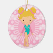 Gymnast - Cute Gymnastics Pink Aqua Blonde Keramisch Ornament (Links)