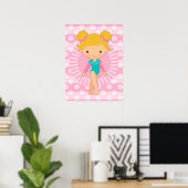 Gymnast - Cute Gymnastics Pink Aqua Blonde Poster (Thuiskantoor)