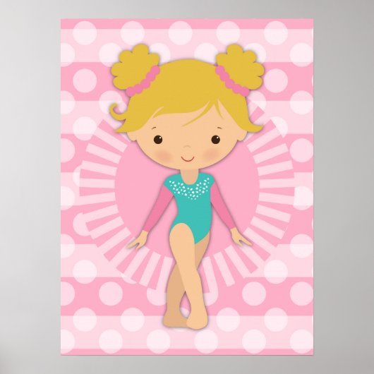 Gymnast - Cute Gymnastics Pink Aqua Blonde Poster (Voorkant)
