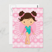 Gymnast - Cute Gymnastics Pink Turquoise Briefkaart (Voorkant / Achterkant)
