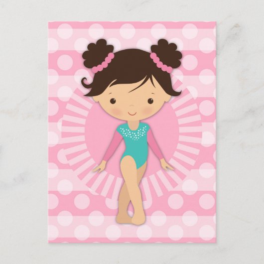 Gymnast - Cute Gymnastics Pink Turquoise Briefkaart (Voorkant)