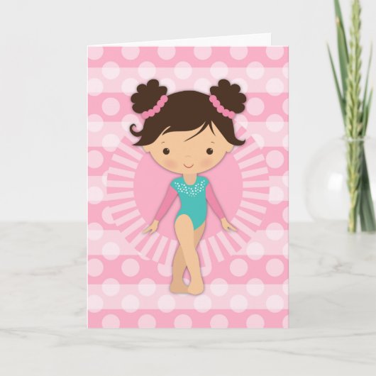Gymnast - Cute Gymnastics Pink Turquoise Kaart (Voorkant)