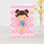 Gymnast - Cute Gymnastics Pink Turquoise Kaart (Gele Bloem)