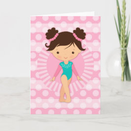 Gymnast - Cute Gymnastics Pink Turquoise Kaart