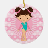 Gymnast - Cute Gymnastics Pink Turquoise Keramisch Ornament (Voorkant)