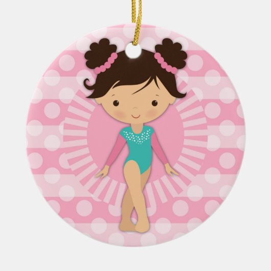 Gymnast - Cute Gymnastics Pink Turquoise Keramisch Ornament (Voorkant)