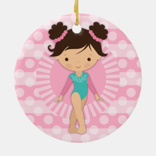 Gymnast - Cute Gymnastics Pink Turquoise Keramisch Ornament (Achterkant)