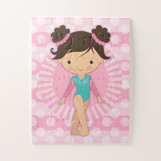 Gymnast - Cute Gymnastics Pink Turquoise Legpuzzel (Verticaal)