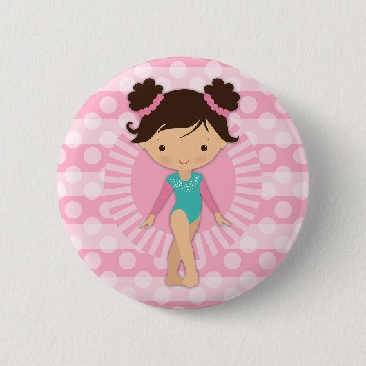 Gymnast - Cute Gymnastics Pink Turquoise Ronde Button 5,7 Cm (Voorkant)