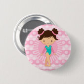 Gymnast - Cute Gymnastics Pink Turquoise Ronde Button 5,7 Cm (Voorkant /achterkant)
