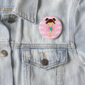 Gymnast - Cute Gymnastics Pink Turquoise Ronde Button 5,7 Cm (In situ)