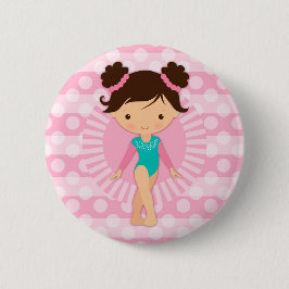 Gymnast - Cute Gymnastics Pink Turquoise Ronde Button 5,7 Cm