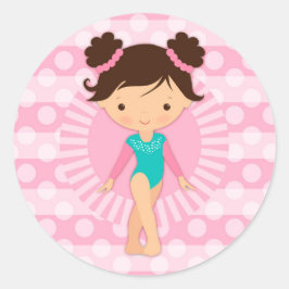 Gymnast - Cute Gymnastics Pink Turquoise Ronde Sticker