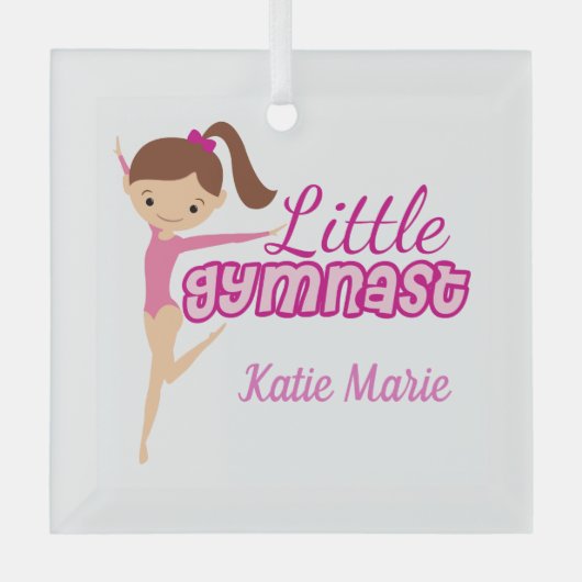 Gymnast Cute Personalized Girls Gymnastiek Glas Ornament (Voorkant)
