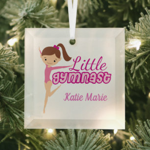 Gymnast Cute Personalized Girls Gymnastiek Glas Ornament