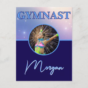 Gymnast Deep Royal Custom Foto en Naam Briefkaart