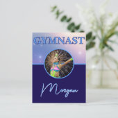 Gymnast Deep Royal Custom Foto en Naam Briefkaart (Staand voorkant)