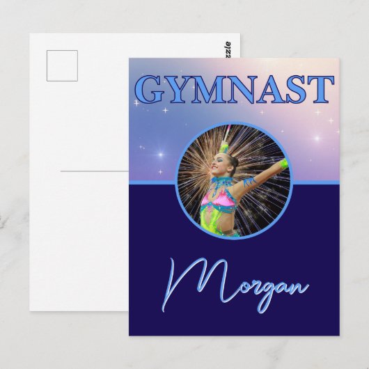 Gymnast Deep Royal Custom Foto en Naam Briefkaart (Voorkant / Achterkant)
