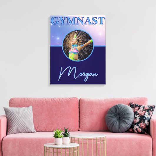 Gymnast Deep Royal Custom Foto en Naam Canvas Afdruk (Insitu (Woonkamer))