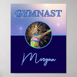 Gymnast Deep Royal Custom Foto en Naam Poster