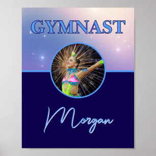 Gymnast Deep Royal Custom Foto en Naam Poster