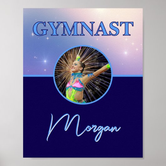 Gymnast Deep Royal Custom Foto en Naam Poster (Voorkant)